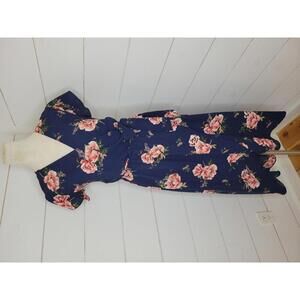 Dream of Me large navy blue with pink floral high low dress